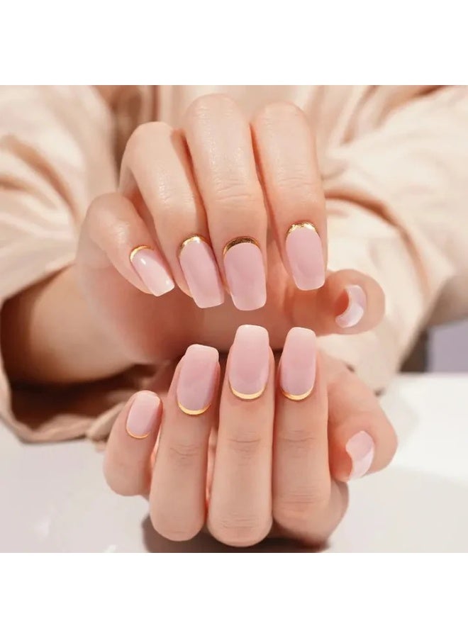 مجموعة كاملة من ملصقات جل الأظافر الممتازة مع معالجة بالأشعة فوق البنفسجية/LED | مجموعة عالية الجودة مع مبرد أظافر، ووسادات تنظيف، وأدوات خشبية، بجودة صالونات التجميل، سهلة الإزالة - Image 2